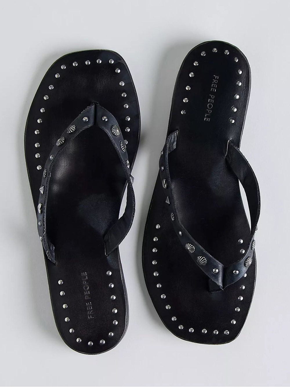 New Free People Tide Studded Leather Flip Flops